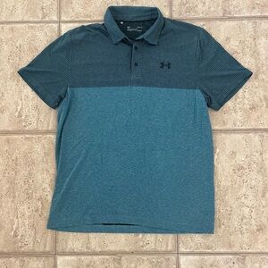 Under Armour Men's Striped Blue Golf Shirt